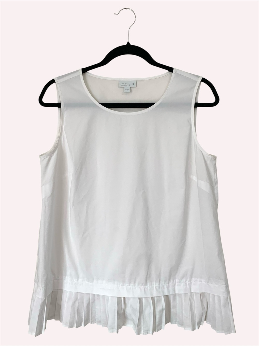 J.Jill  White Sleeveless Pleated Hem Top - White Shirt Collection